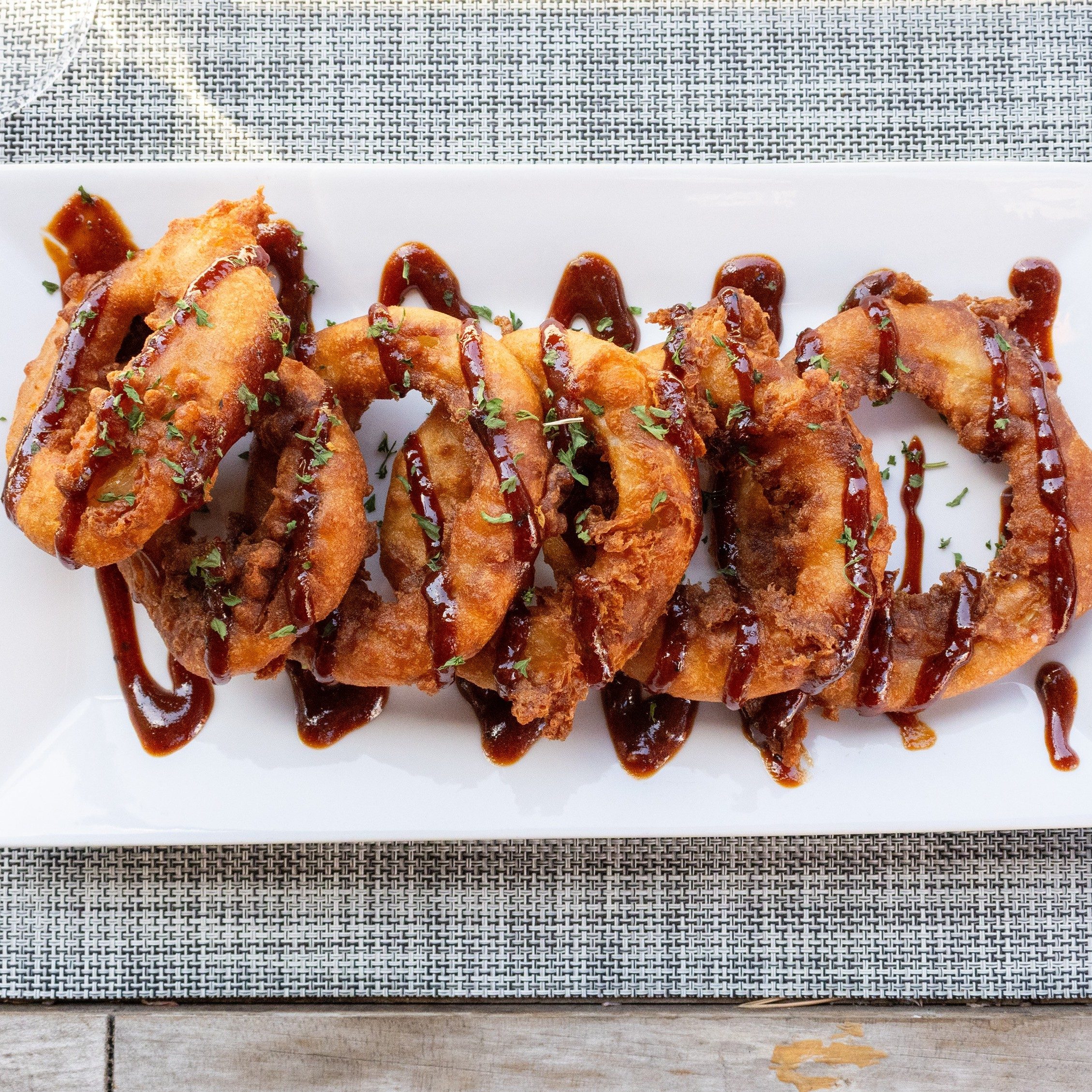Hand Cut Onion Rings.